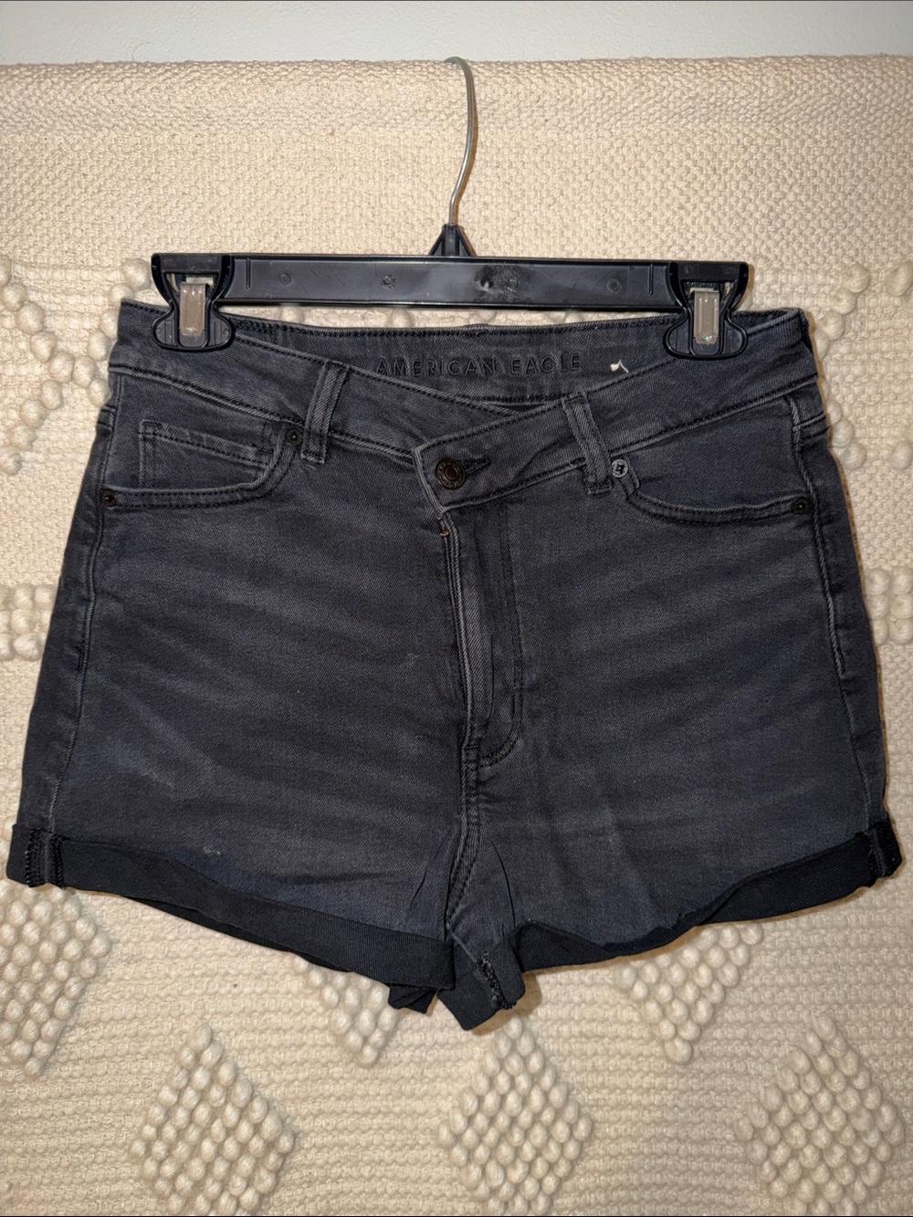 American Eagle Cross Waist Black Jean Shorts